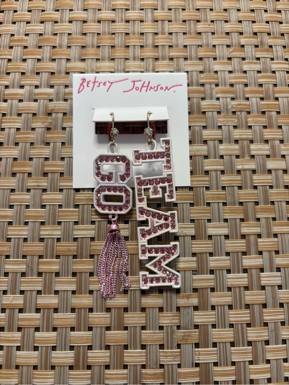 Betsey Johnson Pink Glam 'Go Team’ Tassel Drop Earrings